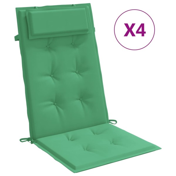 Cojines de silla con respaldo alto 4 uds tela Oxford verde