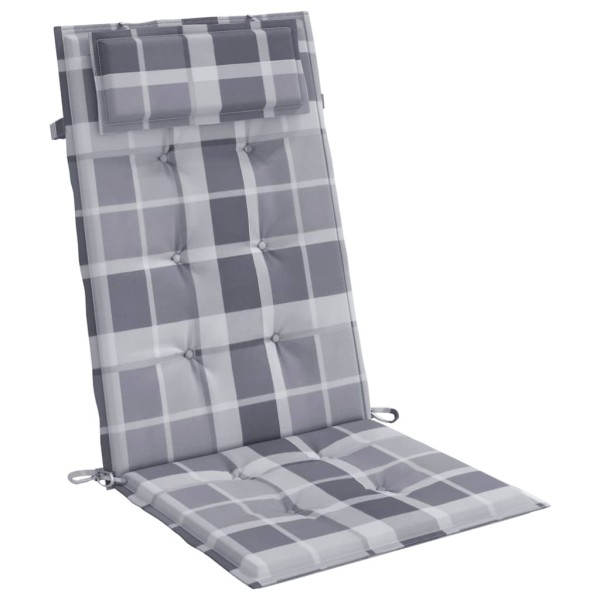 Cojines de silla respaldo alto 4 uds tela Oxford a cuadros gris