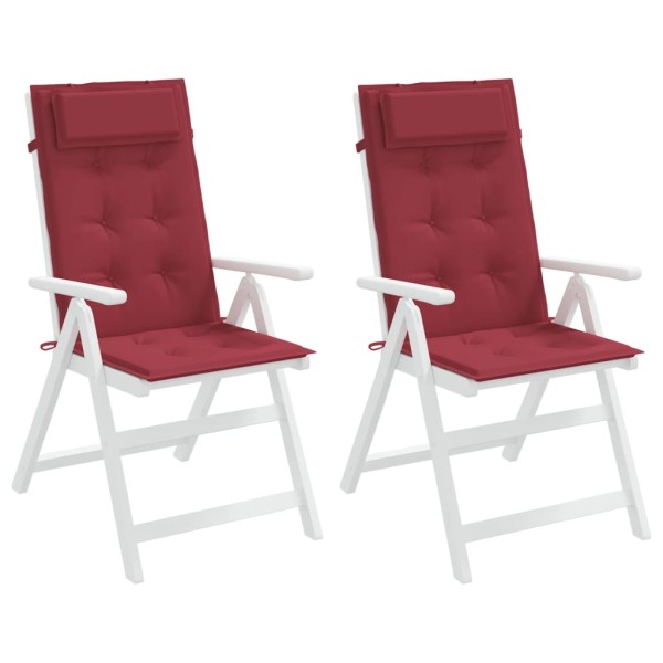 Cojines de silla con respaldo alto 2 uds tela Oxford rojo tinto