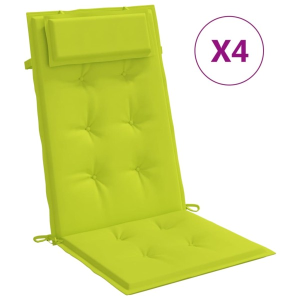 Cojines de silla respaldo alto 4 uds tela Oxford verde brillo