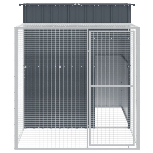 Gallinero con corral acero galvanizado gris 165x251x181 cm