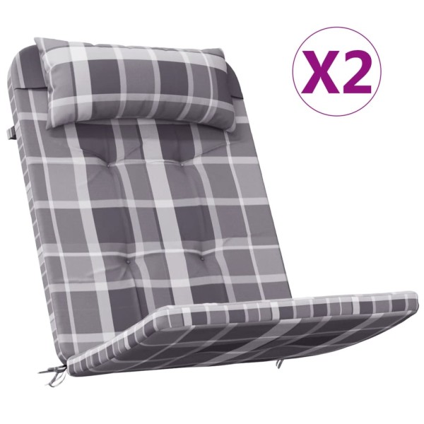 Cojines para silla Adirondack 2 uds tela Oxford a cuadros gris