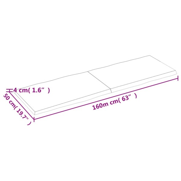 Tablero de mesa madera maciza borde natural 160x50x(2-4) cm