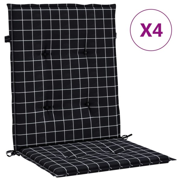 Cojines para silla con respaldo bajo 4 uds tela a cuadros negro