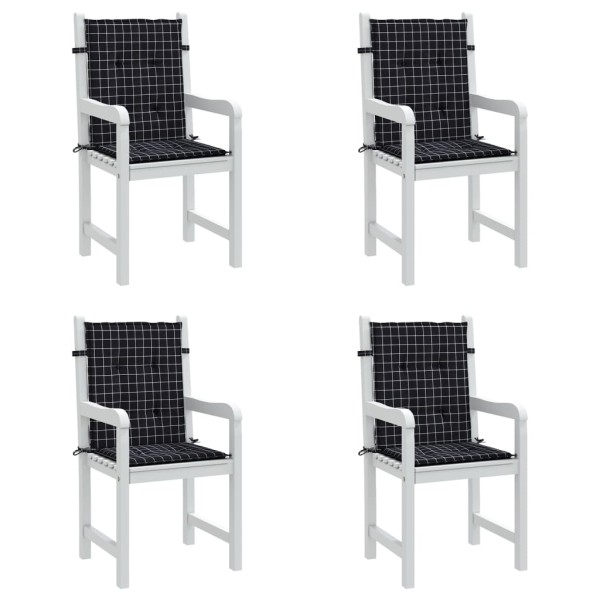 Cojines para silla con respaldo bajo 4 uds tela a cuadros negro