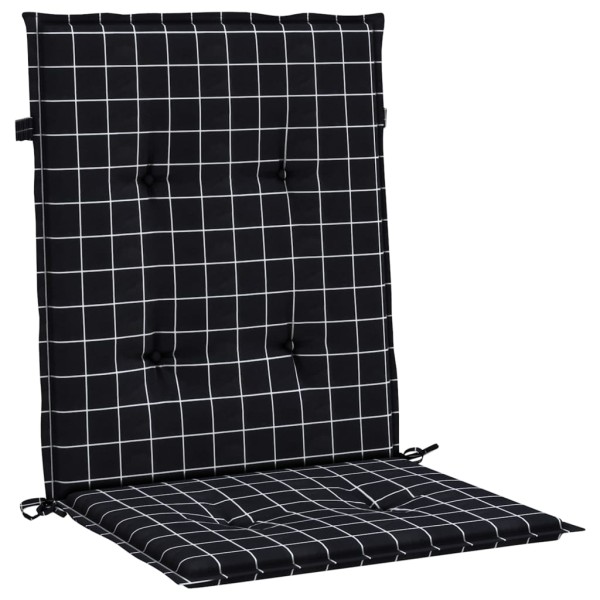 Cojines para silla con respaldo bajo 4 uds tela a cuadros negro