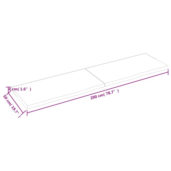 Estante pared madera roble tratada marrón oscuro 200x50x(2-4)cm