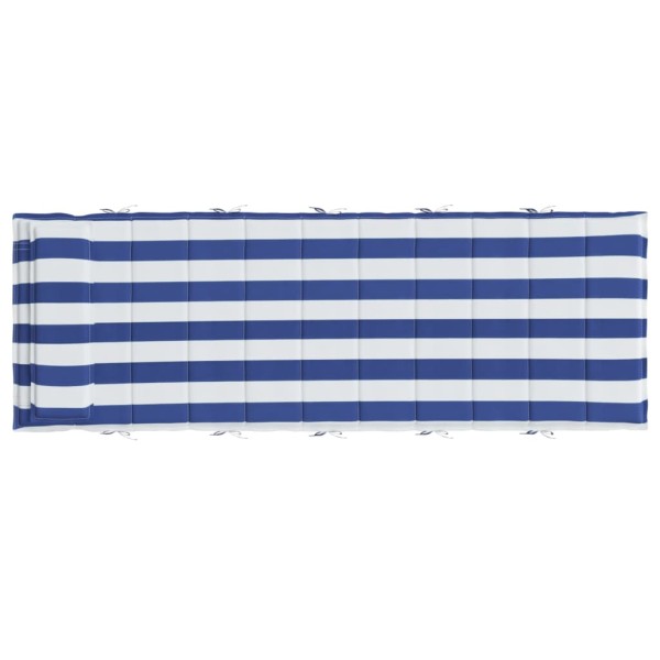 Cojín de tumbona tela Oxford a rayas azul y blanco 180x60x3 cm