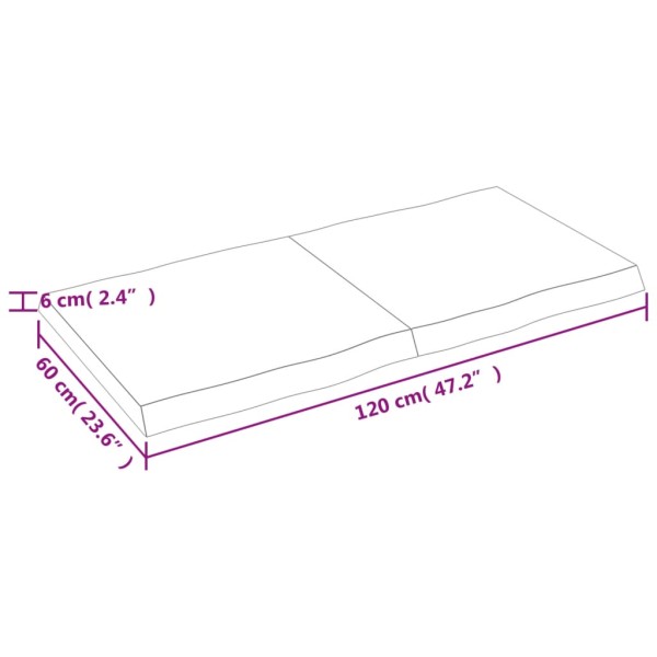 Tablero de mesa madera maciza borde natural 120x60x(2-6) cm