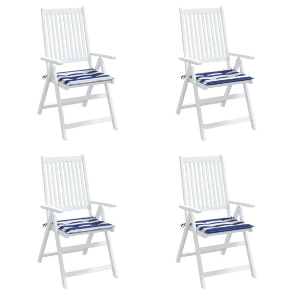 Cojines silla jardín 4 uds tela a rayas azul y blanco 40x40x3cm