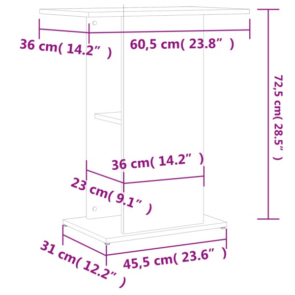 Soporte de acuario madera ingeniería gris Sonoma 60,5x36x72,5cm