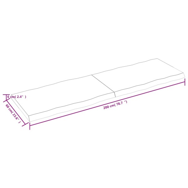 Tablero de mesa madera maciza borde natural 200x60x(2-6) cm