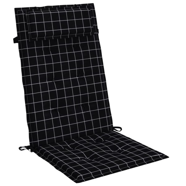 Cojines silla respaldo alto 2 uds tela Oxford a cuadros negro