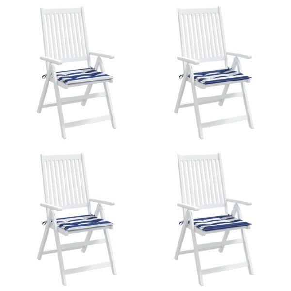 Cojines silla jardín 4 uds tela a rayas azul y blanco 50x50x3cm