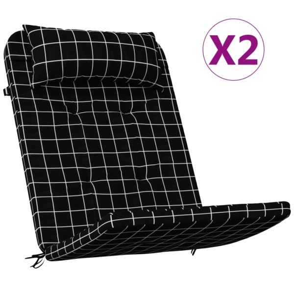 Cojines para silla Adirondack 2 uds tela Oxford a cuadros negro