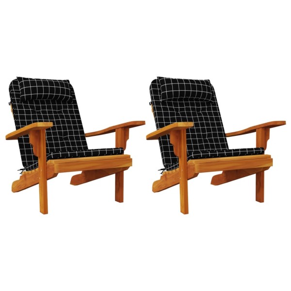 Cojines para silla Adirondack 2 uds tela Oxford a cuadros negro