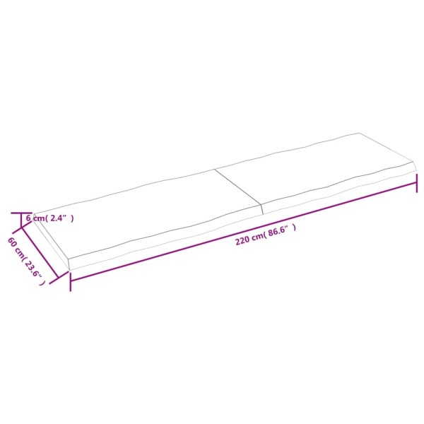 Tablero de mesa madera maciza borde natural 220x60x(2-6) cm