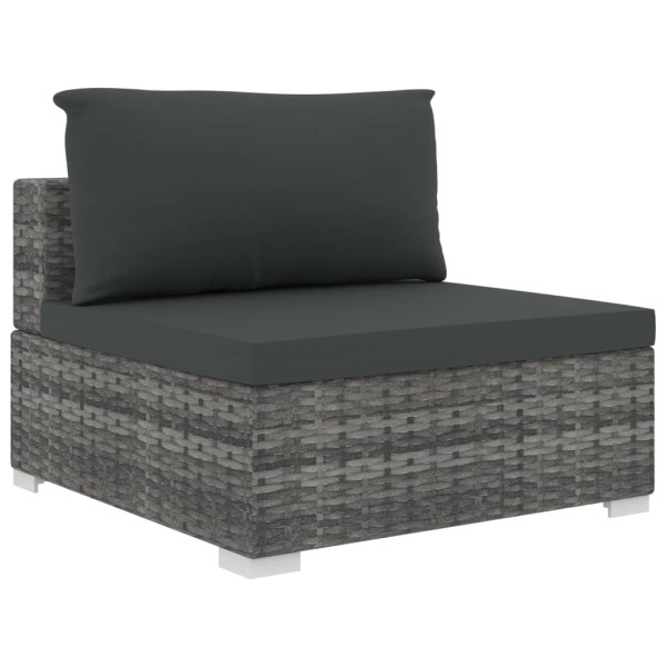 Set de muebles de jardín 12 pzas y cojines ratán sintético gris