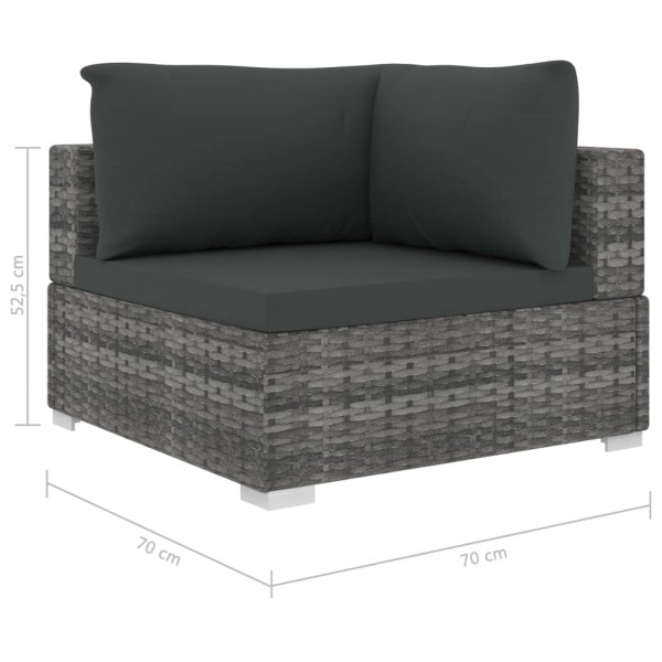 Set de muebles de jardín 12 pzas y cojines ratán sintético gris