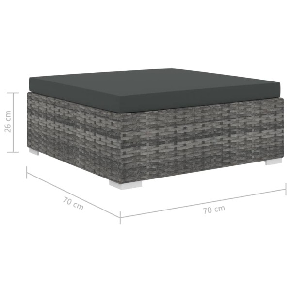 Set de muebles de jardín 12 pzas y cojines ratán sintético gris