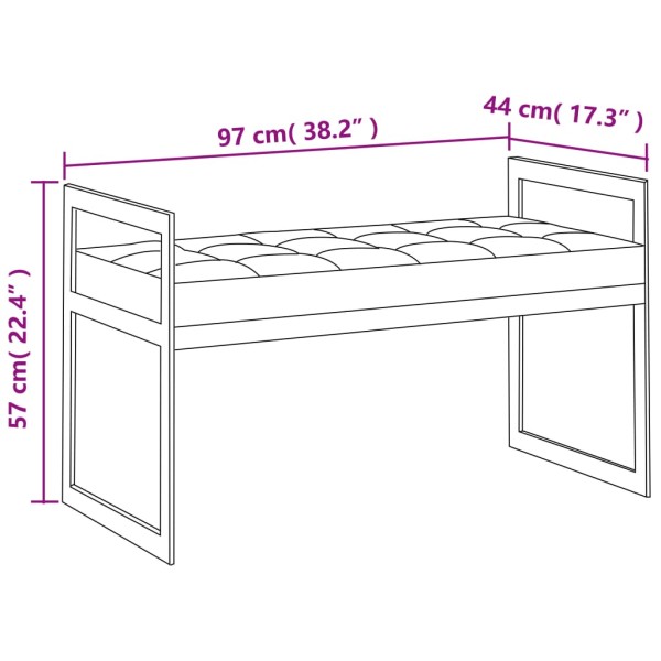 Banco de terciopelo y acero inoxidable negro 97 cm