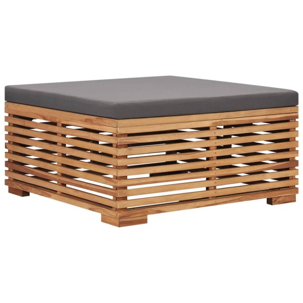 Set de mesa reposapiés de jardín cojín gris oscuro madera teca