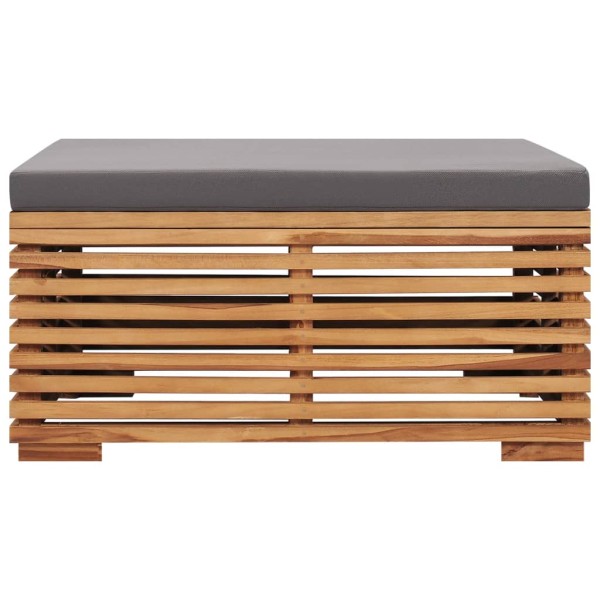 Set de mesa reposapiés de jardín cojín gris oscuro madera teca