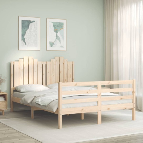 Estructura de cama con cabecero madera maciza 140x200 cm