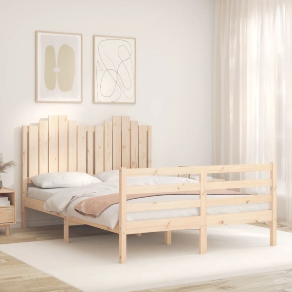 Estructura de cama con cabecero madera maciza 140x200 cm