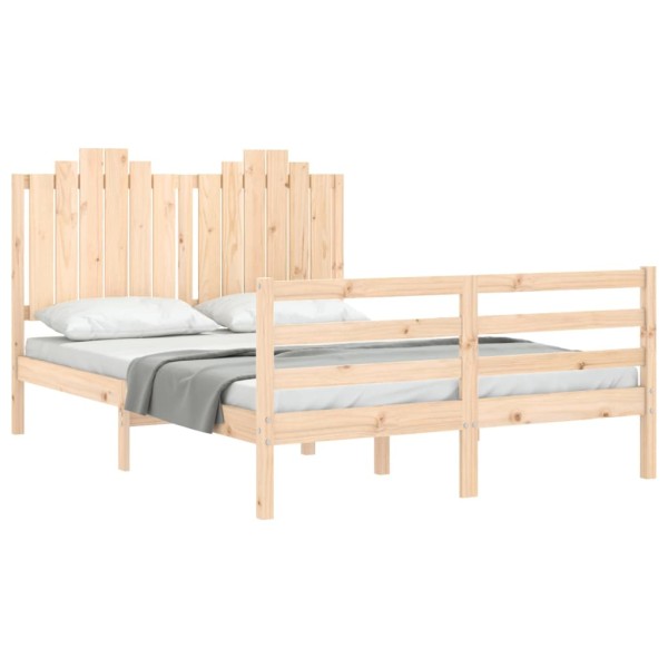 Estructura de cama con cabecero madera maciza 140x200 cm