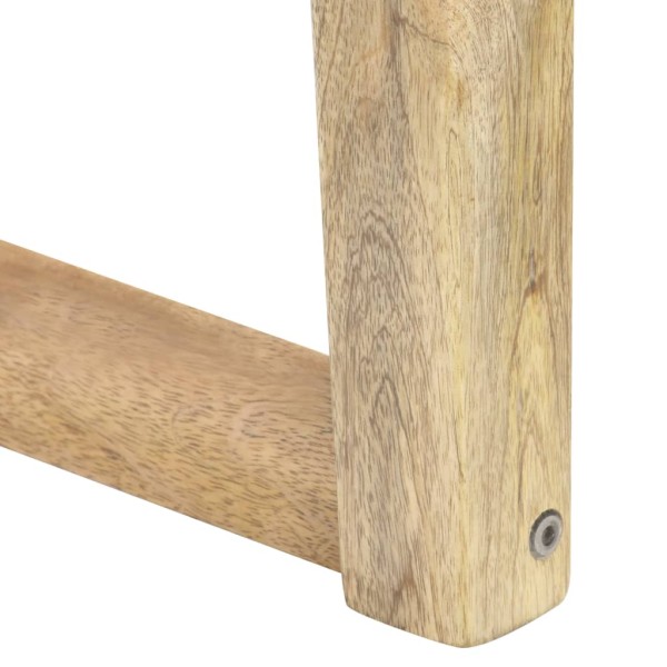 Banco de cuero auténtico marrón y madera de mango maciza 110 cm