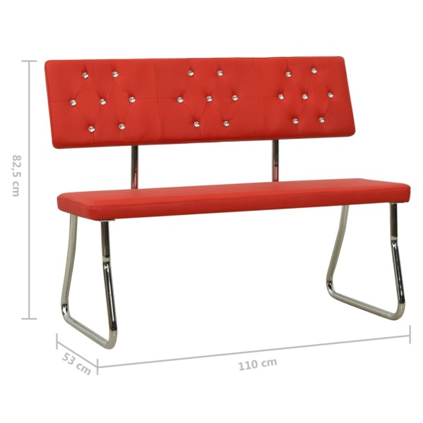 Banco de cuero sintético rojo 110 cm