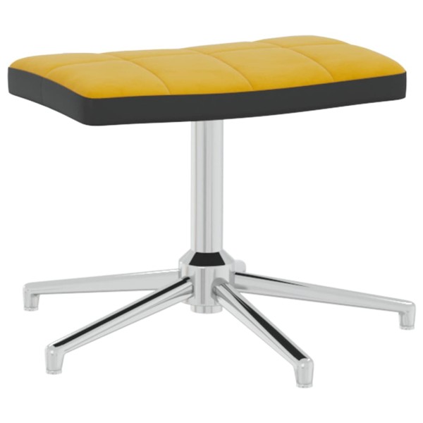 Silla de relajación reposapiés terciopelo PVC amarillo mostaza