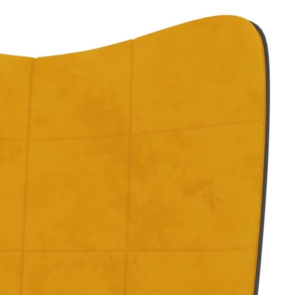 Silla de relajación reposapiés terciopelo PVC amarillo mostaza