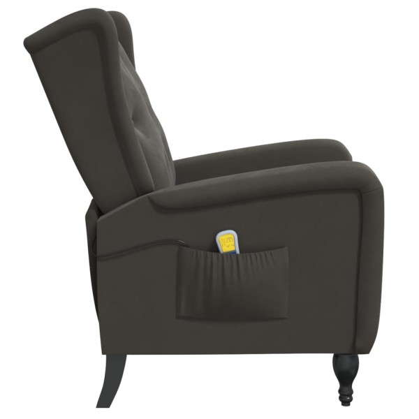 Sillón de masaje reclinable de terciopelo gris oscuro