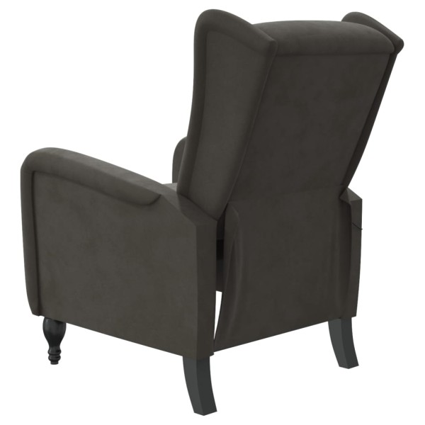 Sillón de masaje reclinable de terciopelo gris oscuro