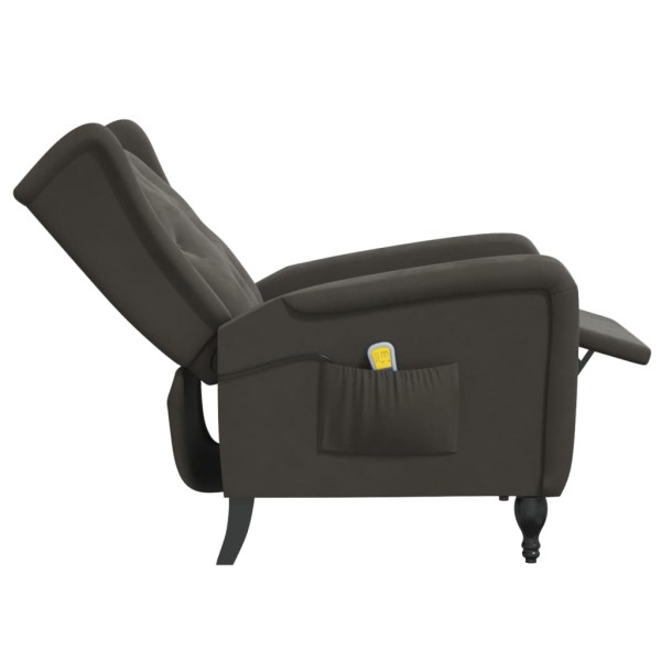 Sillón de masaje reclinable de terciopelo gris oscuro