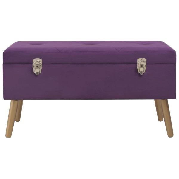 Banco con compartimento de terciopelo morado 80 cm