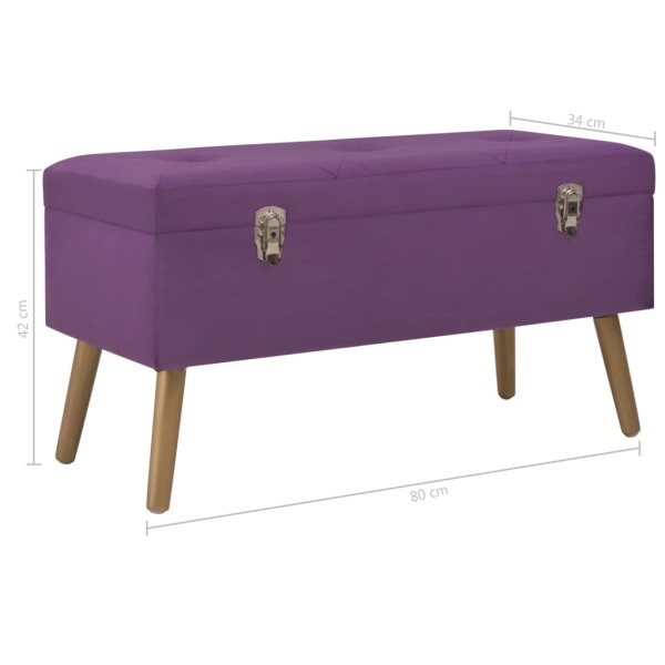 Banco con compartimento de terciopelo morado 80 cm