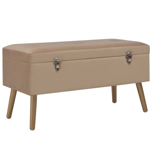 Banco con compartimento de terciopelo beige 80 cm