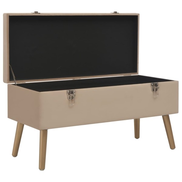 Banco con compartimento de terciopelo beige 80 cm