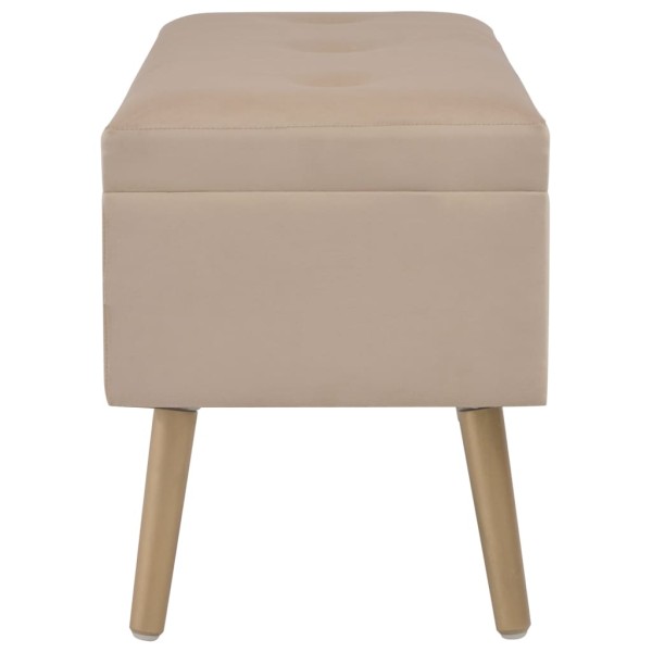 Banco con compartimento de terciopelo beige 80 cm