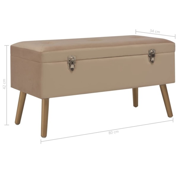 Banco con compartimento de terciopelo beige 80 cm