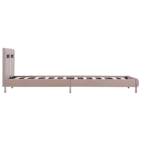 Estructura de cama con LED cuero sintético capuchino 90x200 cm