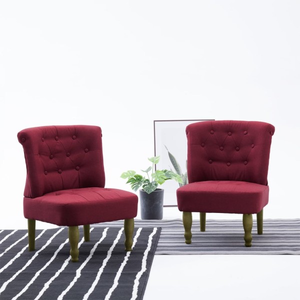 Sillones franceses 2 unidades de tela color vino tinto