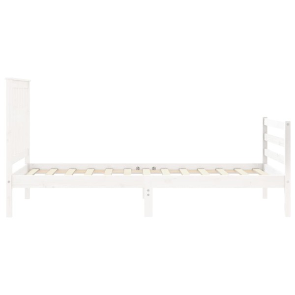 Estructura de cama con cabecero madera maciza blanco 90x200 cm