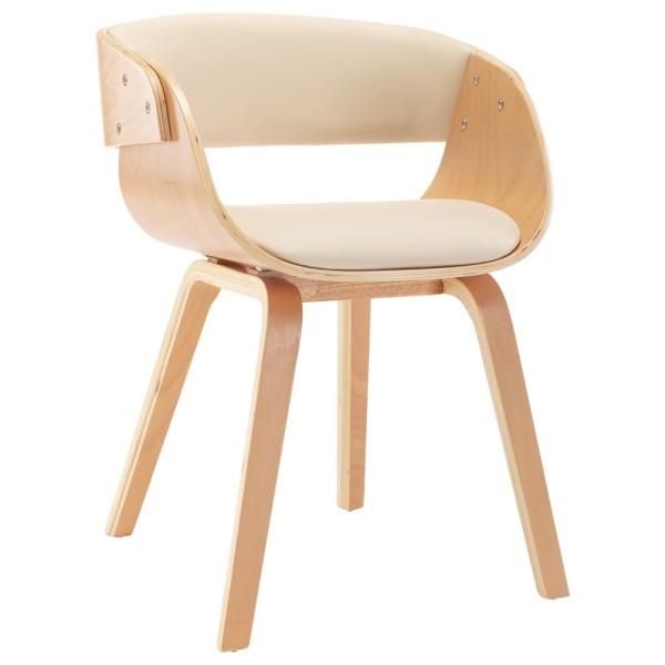 Silla de comedor madera curvada y cuero sintético crema