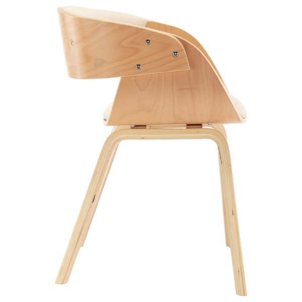 Silla de comedor madera curvada y cuero sintético crema