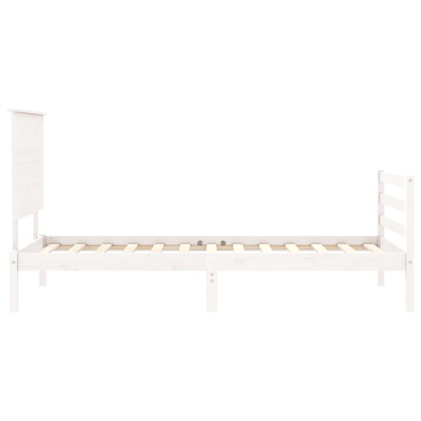 Estructura de cama con cabecero madera maciza blanco