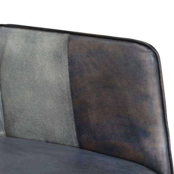 Sillón orejero de cuero auténtico gris canela